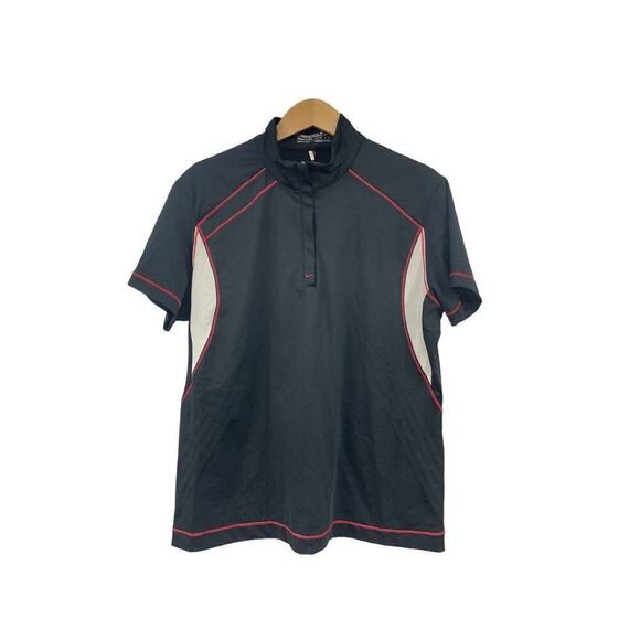 Nike Golf Dri Fit Half Zip Short Sleeve Golf Top Gray Red Womens Large - Picture 1 of 6